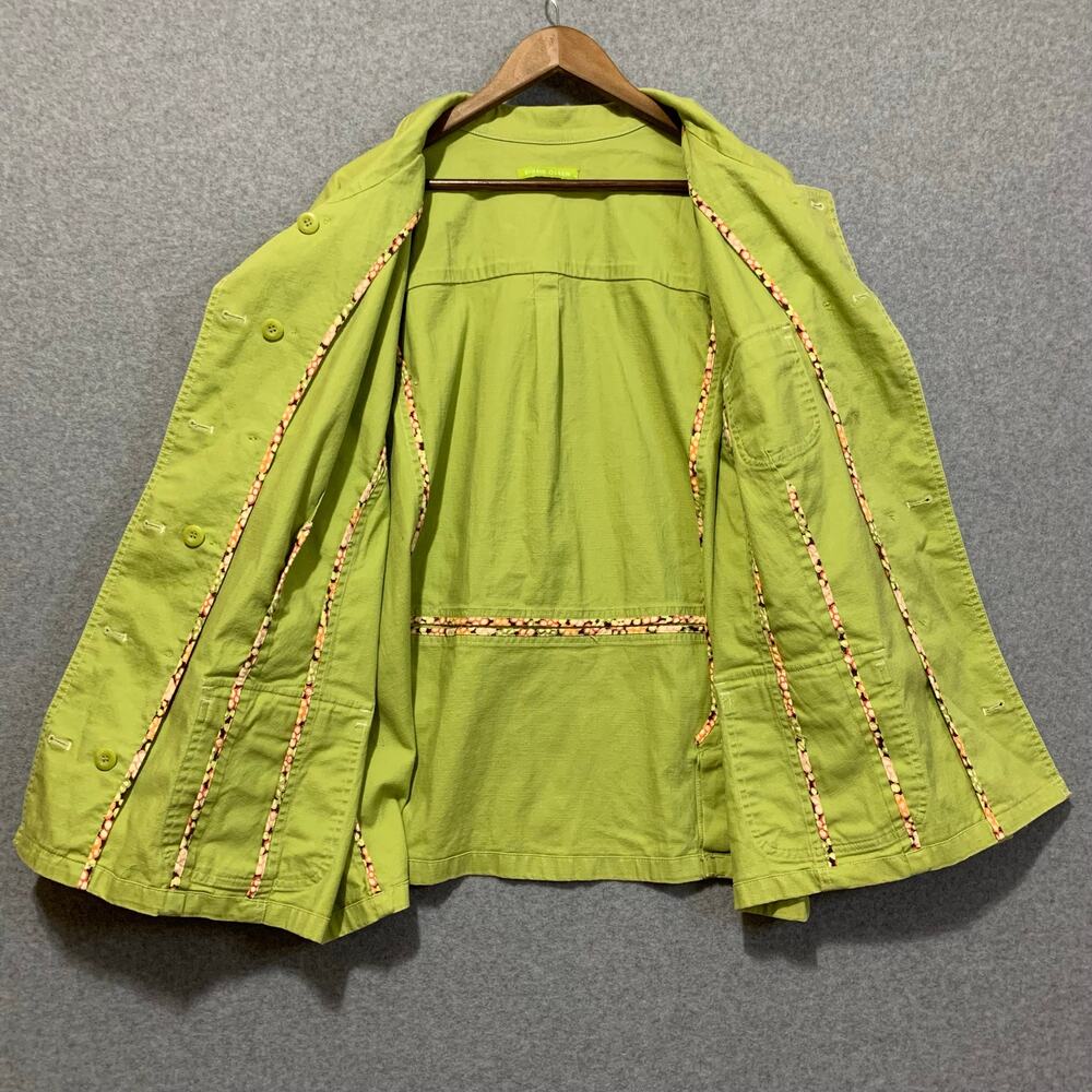Sigrid Olsen Oversized Boxy Lime Green Statement Jacket Women's XXL Utility Chic - Picture 4 of 9